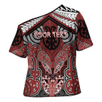 Aotearoa Iwi Ngapuhi Personalised Cross Shoulder Shirt Maori Kowhaiwhai Pattern