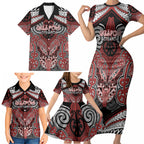 Aotearoa Iwi Ngapuhi Personalised Family Matching Short Sleeve Bodycon Dress and Hawaiian Shirt Maori Kowhaiwhai Pattern