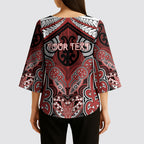 Aotearoa Iwi Ngapuhi Personalised Kimono Sleeve Blouse Maori Kowhaiwhai Pattern