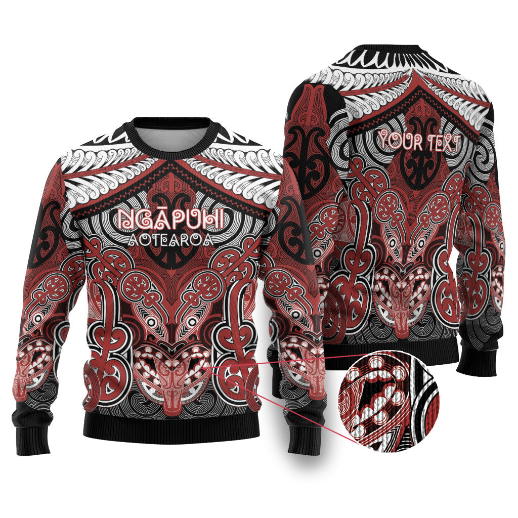 Aotearoa Iwi Ngapuhi Personalised Ugly Christmas Sweater Maori Kowhaiwhai Pattern