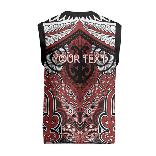 Aotearoa Iwi Ngapuhi Personalised Christmas Knitted V-Neck Vest Maori Kowhaiwhai Pattern