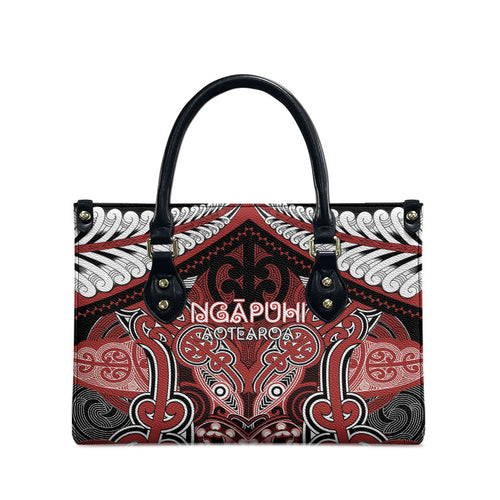 Aotearoa Iwi Ngapuhi Leather Bag Maori Kowhaiwhai Pattern