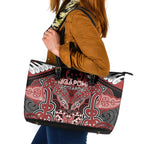 Aotearoa Iwi Ngapuhi Leather Tote Bag Maori Kowhaiwhai Pattern