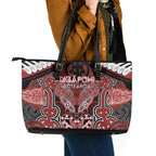 Aotearoa Iwi Ngapuhi Leather Tote Bag Maori Kowhaiwhai Pattern