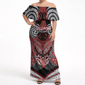 Aotearoa Iwi Ngapuhi Personalised Off Shoulder Maxi Dress Maori Kowhaiwhai Pattern