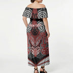 Aotearoa Iwi Ngapuhi Personalised Off Shoulder Maxi Dress Maori Kowhaiwhai Pattern