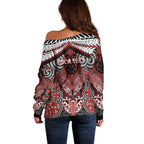 Aotearoa Iwi Ngapuhi Personalised Off Shoulder Sweater Maori Kowhaiwhai Pattern