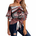 Aotearoa Iwi Ngapuhi Personalised Off Shoulder Wrap Waist Top Maori Kowhaiwhai Pattern