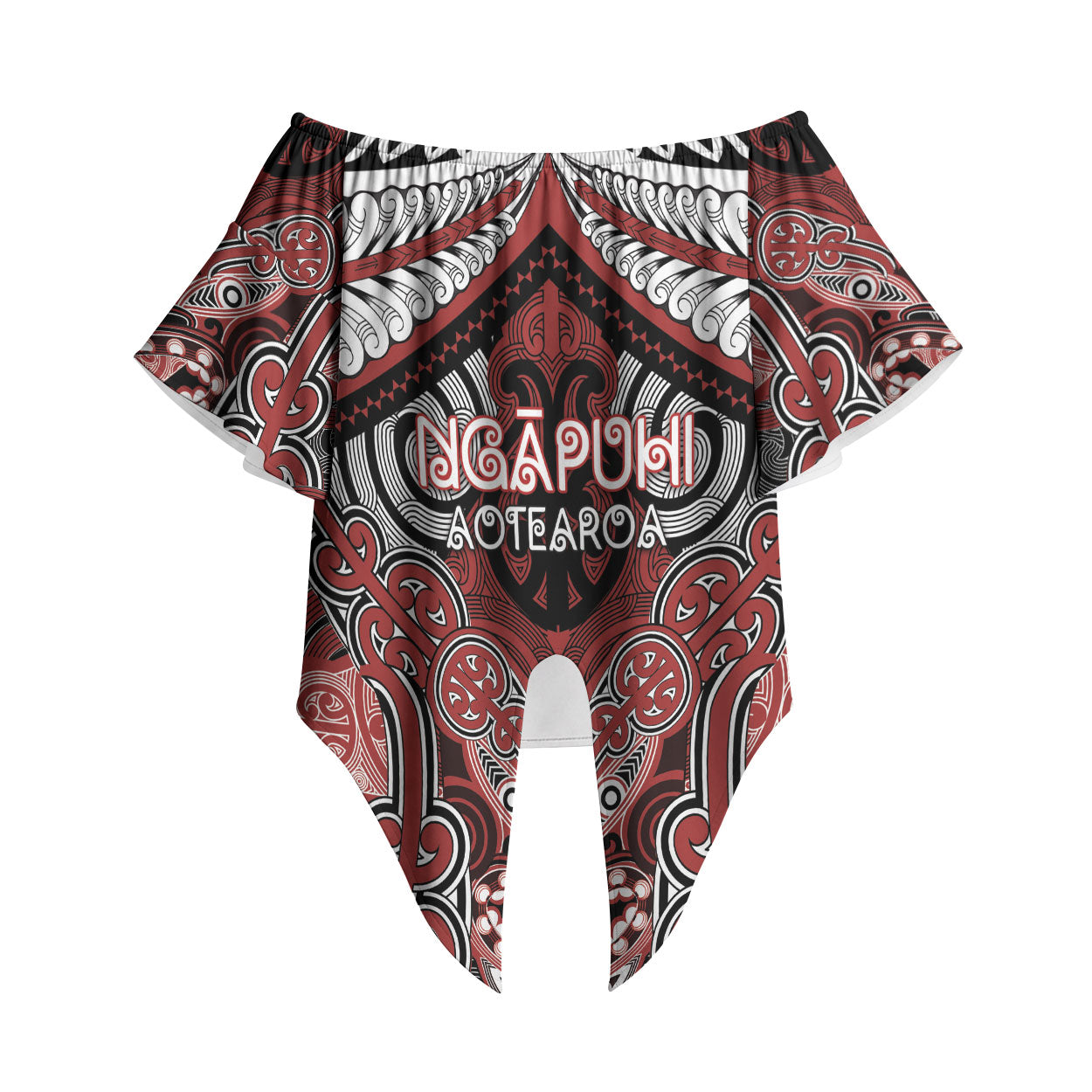 Aotearoa Iwi Ngapuhi Personalised Off Shoulder Wrap Waist Top Maori Kowhaiwhai Pattern