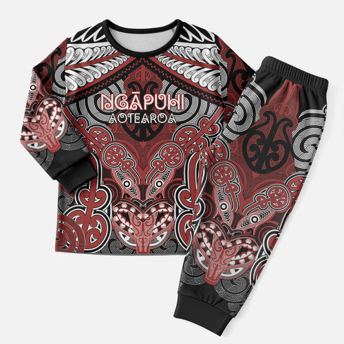 Aotearoa Iwi Ngapuhi Personalised Christmas Pajama Set Maori Kowhaiwhai Pattern