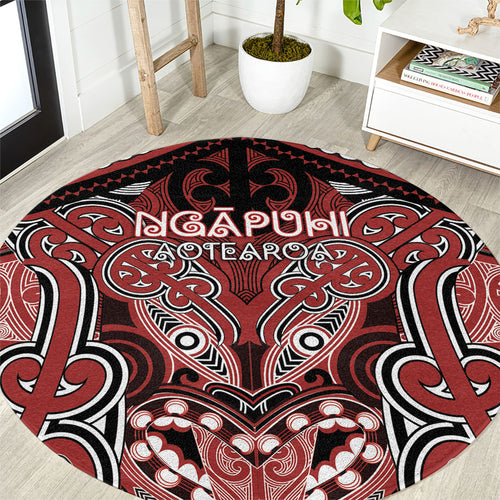 Aotearoa Iwi Ngapuhi Round Carpet Maori Kowhaiwhai Pattern