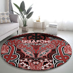 Aotearoa Iwi Ngapuhi Round Carpet Maori Kowhaiwhai Pattern