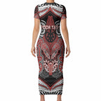 Aotearoa Iwi Ngapuhi Personalised Short Sleeve Bodycon Dress Maori Kowhaiwhai Pattern