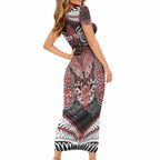 Aotearoa Iwi Ngapuhi Personalised Short Sleeve Bodycon Dress Maori Kowhaiwhai Pattern