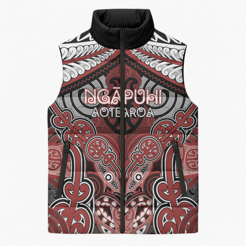 Aotearoa Iwi Ngapuhi Personalised Sleeveless Puffer Jacket Maori Kowhaiwhai Pattern
