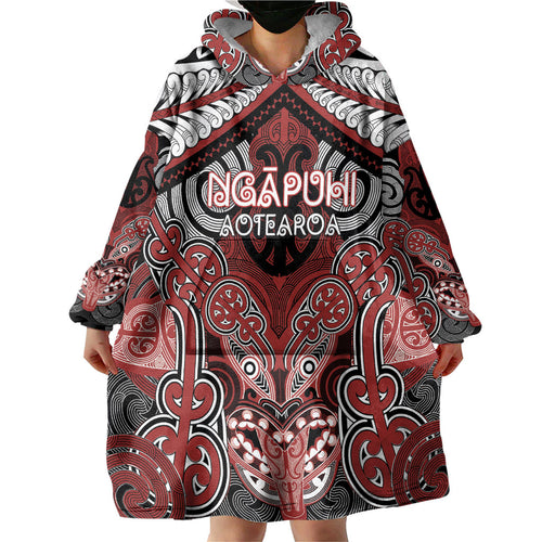 Aotearoa Iwi Ngapuhi Personalised Wearable Blanket Hoodie Maori Kowhaiwhai Pattern