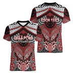 Aotearoa Iwi Ngapuhi Personalised Women V-Neck T-Shirt Maori Kowhaiwhai Pattern