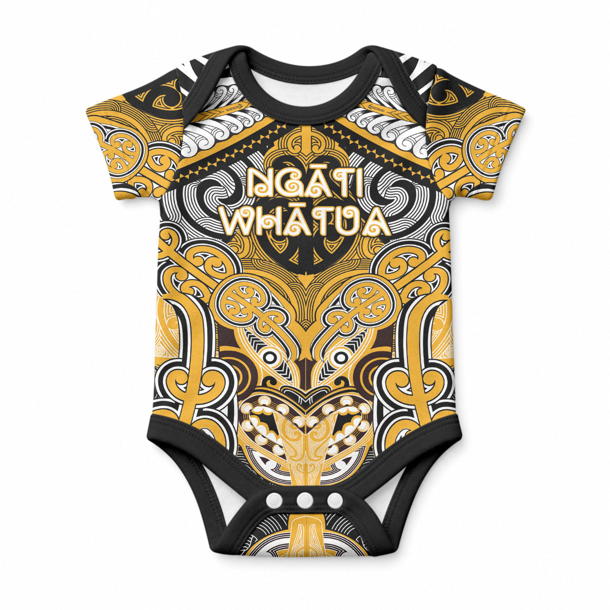 Aotearoa Iwi Ngati Whatua Personalised Baby Onesie Maori Kowhaiwhai Pattern