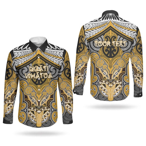 Aotearoa Iwi Ngati Whatua Personalised Couples Matching Long Sleeve Bodycon Dress and Long Sleeve Button Shirt Maori Kowhaiwhai Pattern