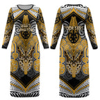 Aotearoa Iwi Ngati Whatua Personalised Couples Matching Long Sleeve Bodycon Dress and Long Sleeve Button Shirt Maori Kowhaiwhai Pattern