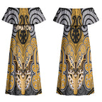 Aotearoa Iwi Ngati Whatua Personalised Couples Matching Off Shoulder Maxi Dress and Hawaiian Shirt Maori Kowhaiwhai Pattern