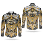 Aotearoa Iwi Ngati Whatua Personalised Couples Matching Off Shoulder Maxi Dress and Long Sleeve Button Shirt Maori Kowhaiwhai Pattern