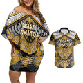 Aotearoa Iwi Ngati Whatua Personalised Couples Matching Off Shoulder Short Dress and Hawaiian Shirt Maori Kowhaiwhai Pattern