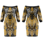 Aotearoa Iwi Ngati Whatua Personalised Couples Matching Off The Shoulder Long Sleeve Dress and Hawaiian Shirt Maori Kowhaiwhai Pattern