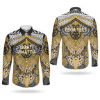 Aotearoa Iwi Ngati Whatua Personalised Couples Matching Off The Shoulder Long Sleeve Dress and Long Sleeve Button Shirt Maori Kowhaiwhai Pattern