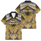 Aotearoa Iwi Ngati Whatua Personalised Family Matching Off The Shoulder Long Sleeve Dress and Hawaiian Shirt Maori Kowhaiwhai Pattern