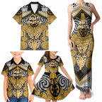 Aotearoa Iwi Ngati Whatua Personalised Family Matching Tank Maxi Dress and Hawaiian Shirt Maori Kowhaiwhai Pattern