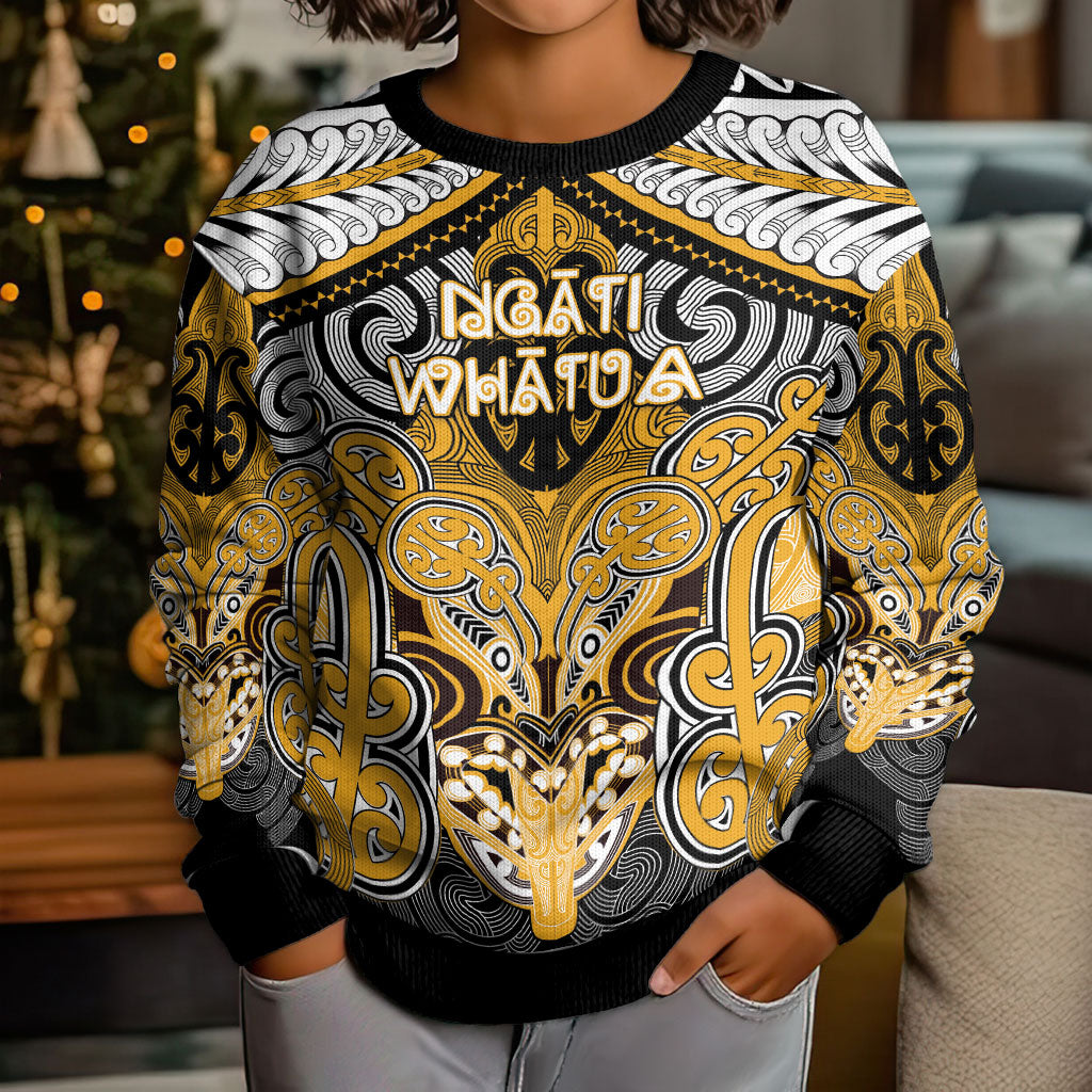 Aotearoa Iwi Ngati Whatua Personalised Kid Ugly Christmas Sweater Maori Kowhaiwhai Pattern