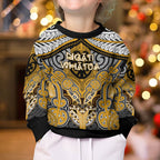 Aotearoa Iwi Ngati Whatua Personalised Kid Ugly Christmas Sweater Maori Kowhaiwhai Pattern
