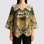 Aotearoa Iwi Ngati Whatua Personalised Kimono Sleeve Blouse Maori Kowhaiwhai Pattern