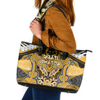 Aotearoa Iwi Ngati Whatua Leather Tote Bag Maori Kowhaiwhai Pattern