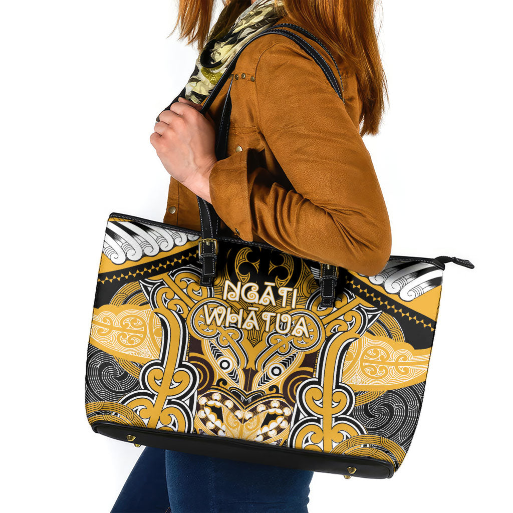 Aotearoa Iwi Ngati Whatua Leather Tote Bag Maori Kowhaiwhai Pattern