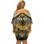 Aotearoa Iwi Ngati Whatua Personalised Off Shoulder Short Dress Maori Kowhaiwhai Pattern