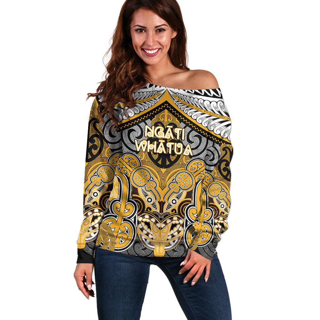 Aotearoa Iwi Ngati Whatua Personalised Off Shoulder Sweater Maori Kowhaiwhai Pattern