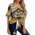 Aotearoa Iwi Ngati Whatua Personalised Off Shoulder Wrap Waist Top Maori Kowhaiwhai Pattern