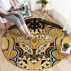 Aotearoa Iwi Ngati Whatua Round Carpet Maori Kowhaiwhai Pattern