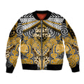 Aotearoa Iwi Ngati Whatua Personalised Sleeve Zip Bomber Jacket Maori Kowhaiwhai Pattern