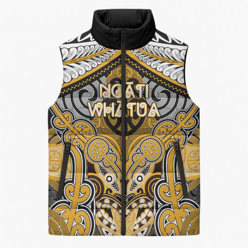 Aotearoa Iwi Ngati Whatua Personalised Sleeveless Puffer Jacket Maori Kowhaiwhai Pattern