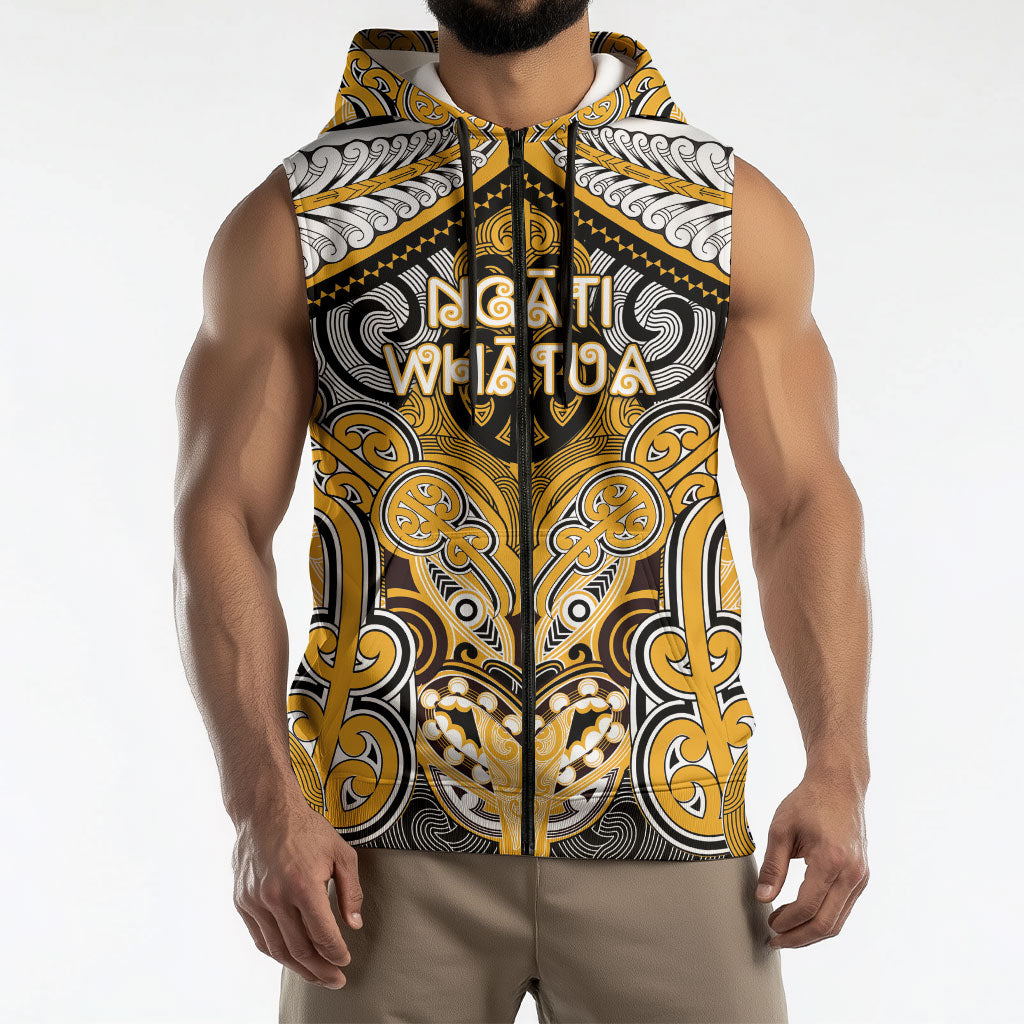 Aotearoa Iwi Ngati Whatua Personalised Sleeveless Zip Hoodie Maori Kowhaiwhai Pattern