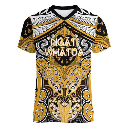Aotearoa Iwi Ngati Whatua Personalised Women V-Neck T-Shirt Maori Kowhaiwhai Pattern