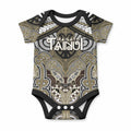 Aotearoa Iwi Waikato Tainui Personalised Baby Onesie Maori Kowhaiwhai Pattern