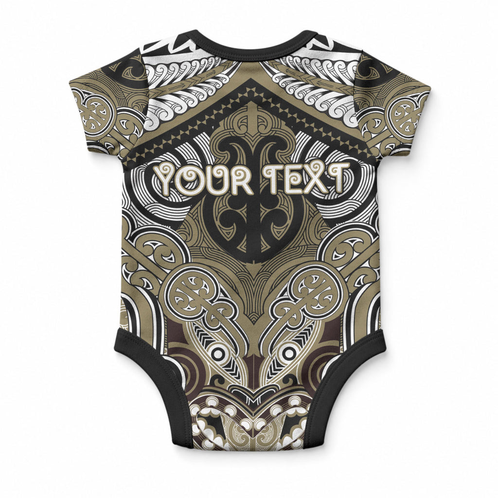 Aotearoa Iwi Waikato Tainui Personalised Baby Onesie Maori Kowhaiwhai Pattern
