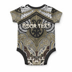 Aotearoa Iwi Waikato Tainui Personalised Baby Onesie Maori Kowhaiwhai Pattern