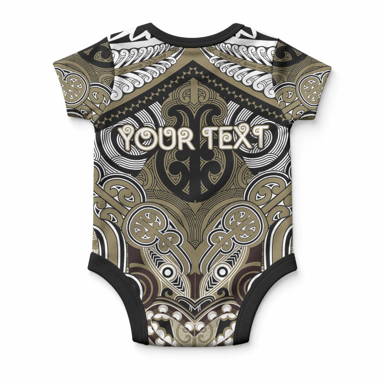 Aotearoa Iwi Waikato Tainui Personalised Baby Onesie Maori Kowhaiwhai Pattern