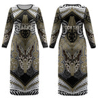 Aotearoa Iwi Waikato Tainui Personalised Couples Matching Long Sleeve Bodycon Dress and Long Sleeve Button Shirt Maori Kowhaiwhai Pattern