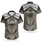 Aotearoa Iwi Waikato Tainui Personalised Couples Matching Off Shoulder Maxi Dress and Hawaiian Shirt Maori Kowhaiwhai Pattern